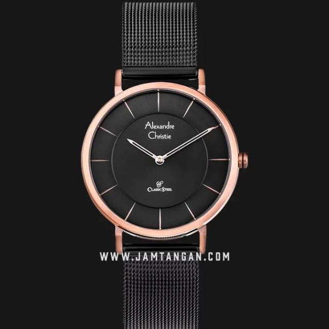 Alexandre Christie AC 8586 LH BBRBA Ladies Black Dial Black Stainless Steel