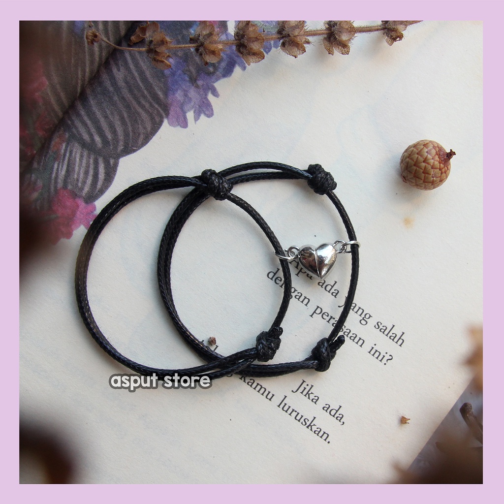(DAPAT 2) GELANG COUPLE MAGNET LOVE / GELANG COUPLE MAGNET CINTA / GELANG COUPLE INISIAL NAMA / GELA