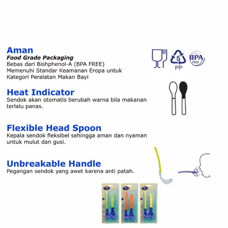 Baby Safe Flexible Heat Indicator Spoon BS350 sendok plastik makan bayi mpasi babysafe