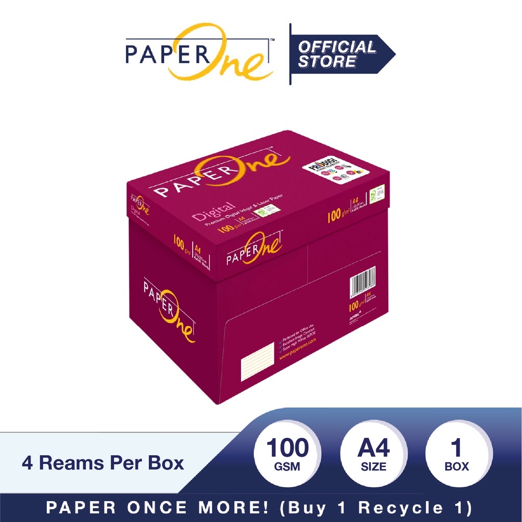 PaperOne Kertas A4 100gr Digital 1 Box (2000 lembar) Kertas HVS A4 Kertas Fotocopy