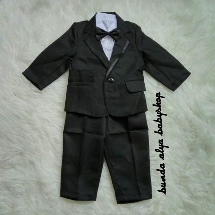 Kekinian tahun tuxedo jas bayi STANDAR hitam dasi HITAM 4in1 jas anak   size 3 Terkece