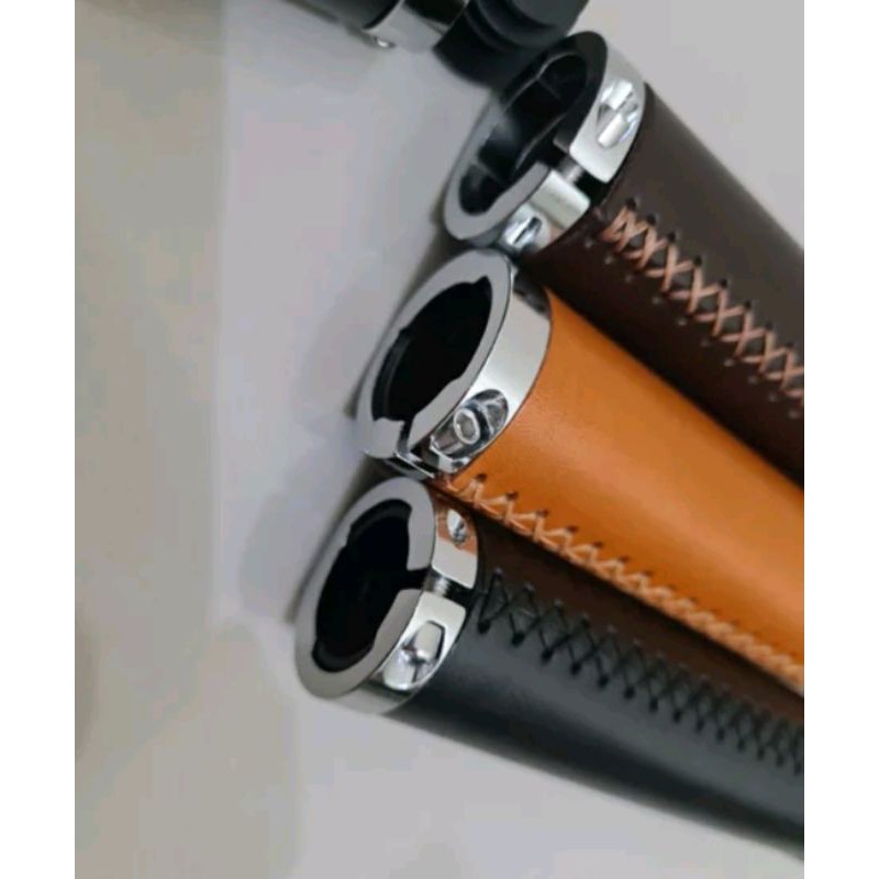 Handgrip asli kulit SMITH. handgrip leather handmade coklat brown hitam classic vintage