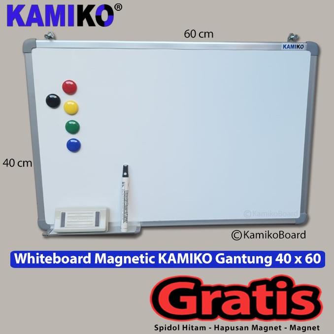 

Whiteboard Kamiko 40 x 60 cm Gantung - Spidol Hitam - Magnet - Hapusan