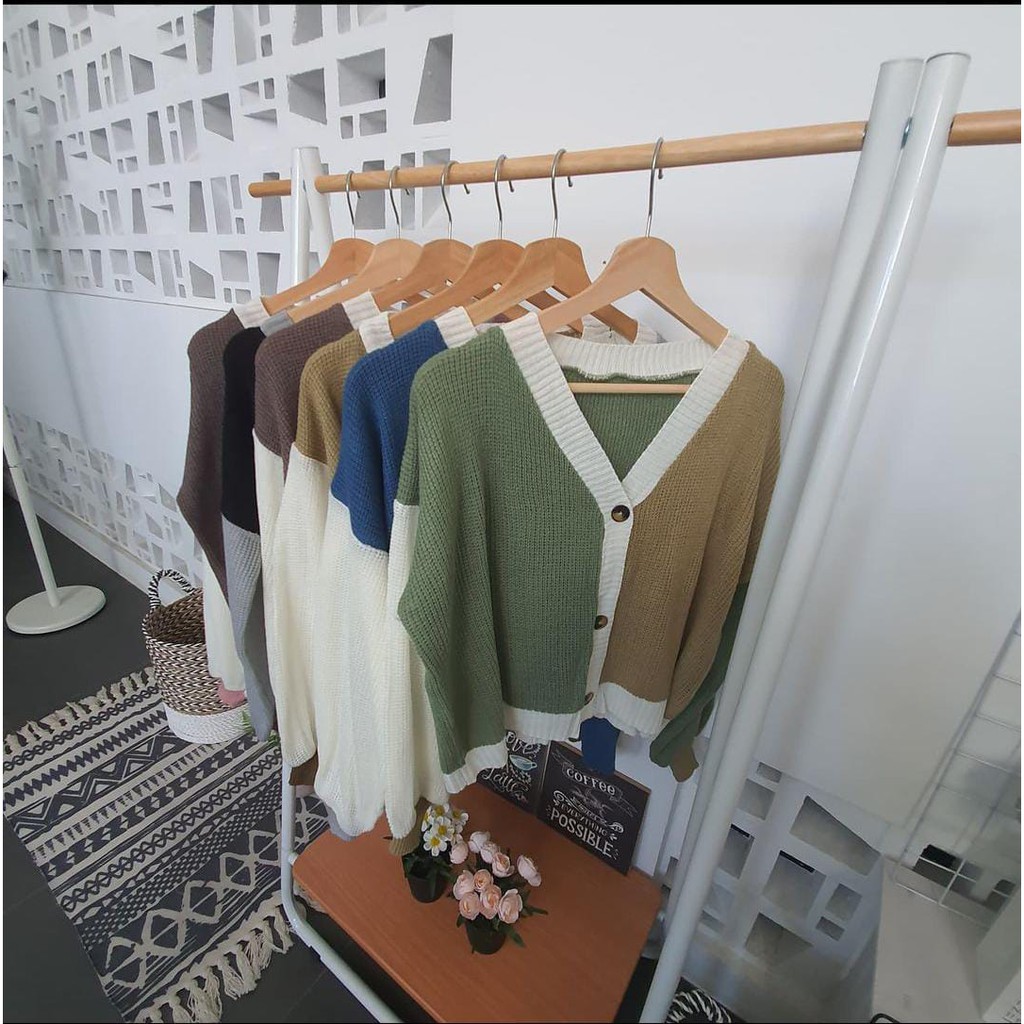 Hellen Cardie Rajut Jaket Sweater Hoodie Wanita Oversize Outerwear Pakaian Sweatshirt Korean-1