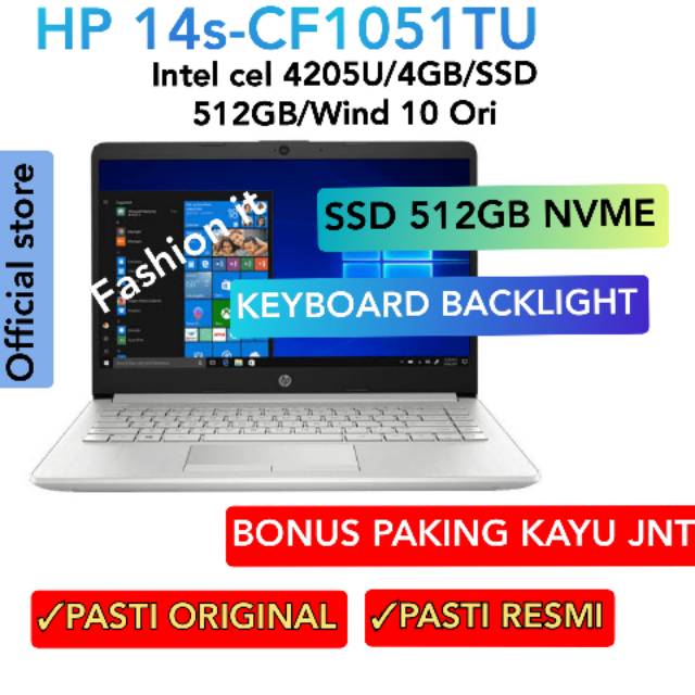 Hp 14s - CF1051TU - Intel Celeron 4205U - 4 GB - SSD 512 GB - windows 10 ori