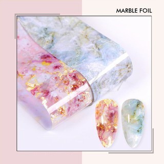 Nail Marble foil pink blue foil nail art sticker nails hiasan kuku