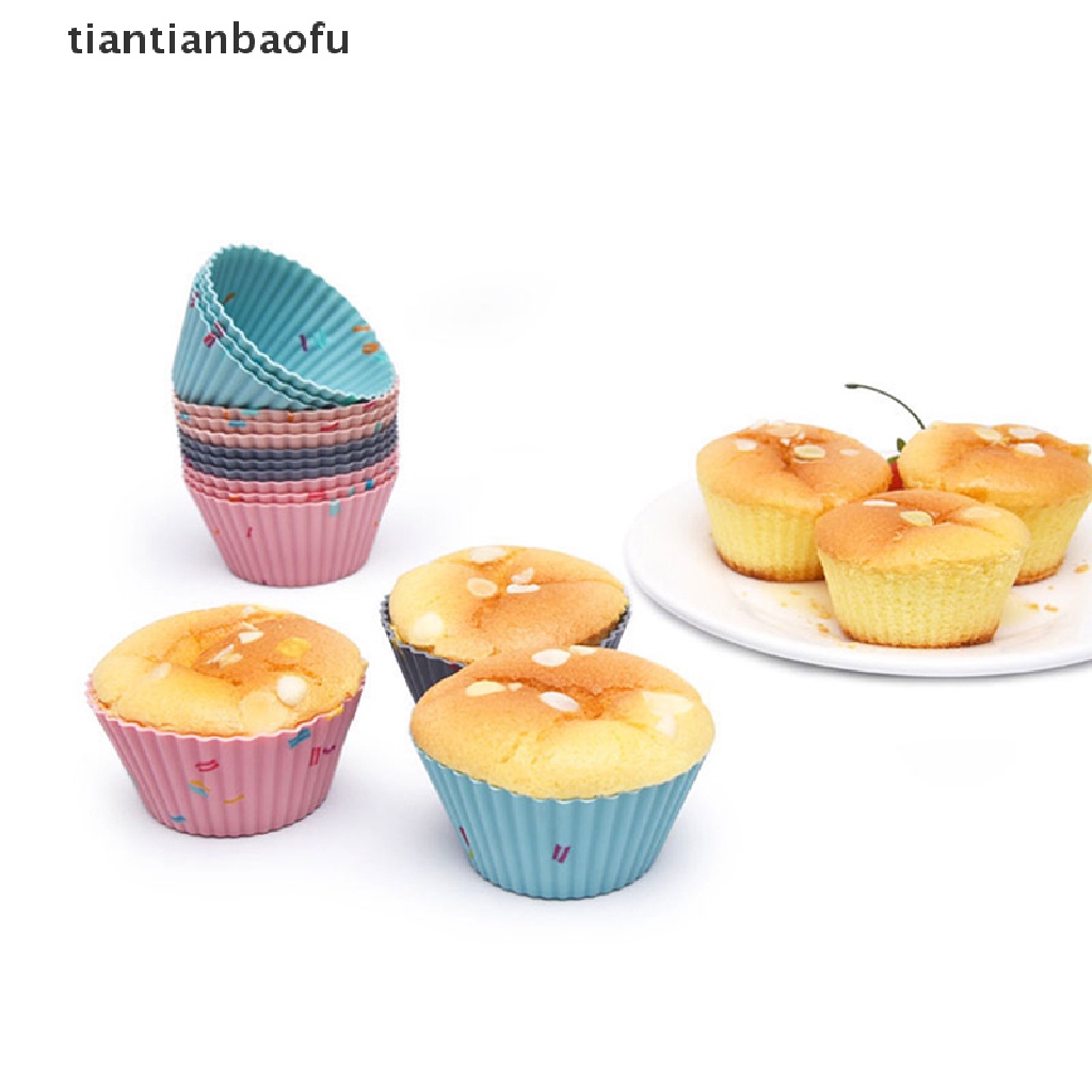 6 Pcs / set Cetakan Kue Muffin Bahan Silikon Dapat Digunakan Kembali