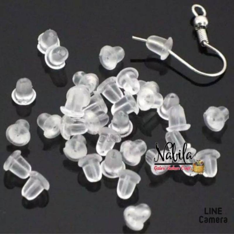 (100pcs) Tutup giwang anting/pantat anting bahan karet