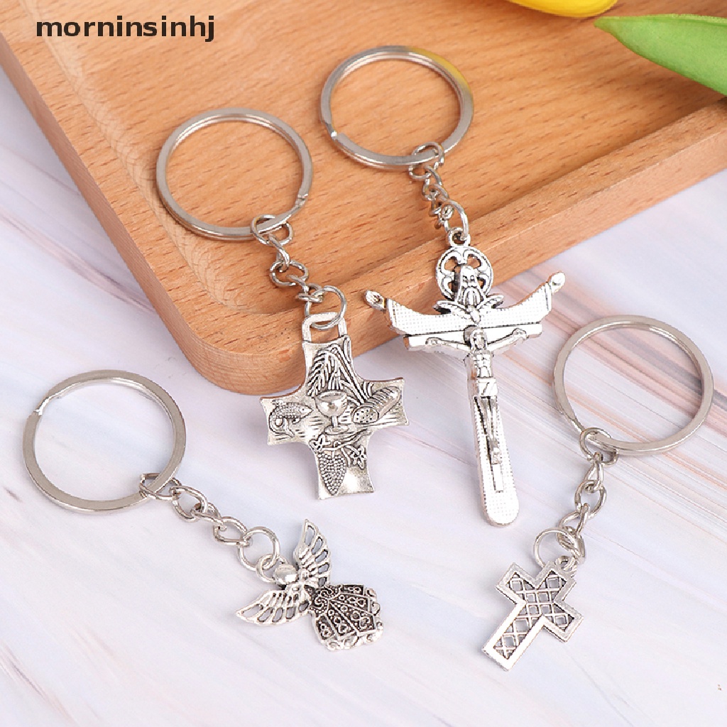 Mornin 1pc Kalung Rantai Dengan Liontin Salib Yesus Kristen