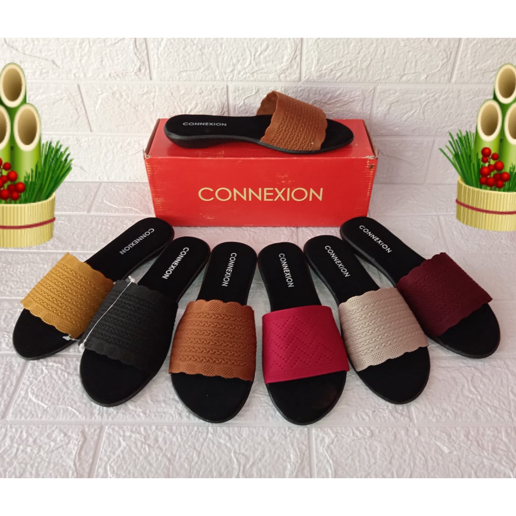 Sendal slop wanita connexion ori sandal wanita selop flat branded matahari