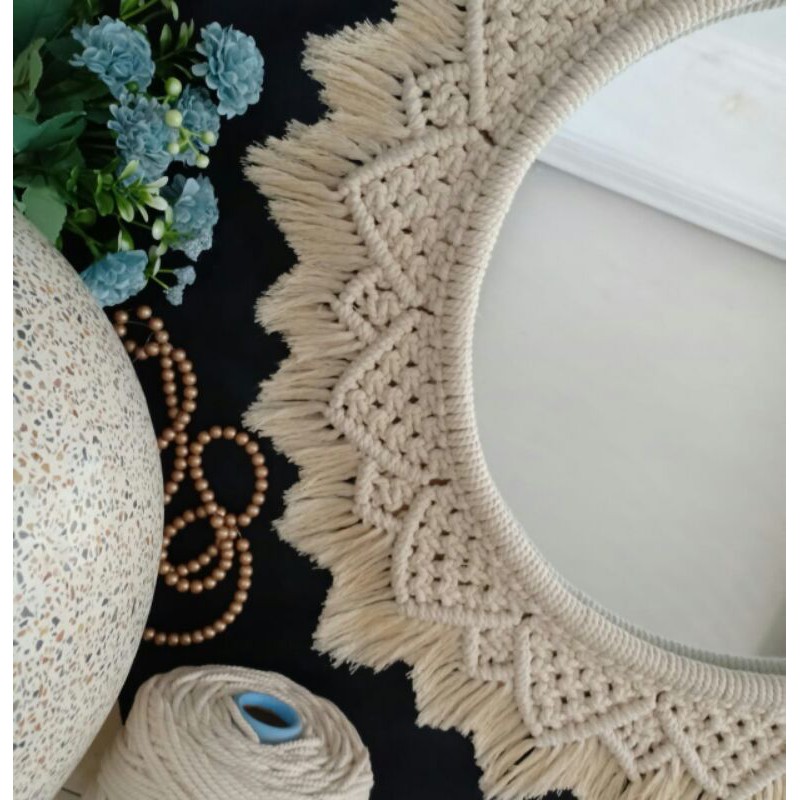 cermin macrame mirror macrame bulat D30cm unik murah