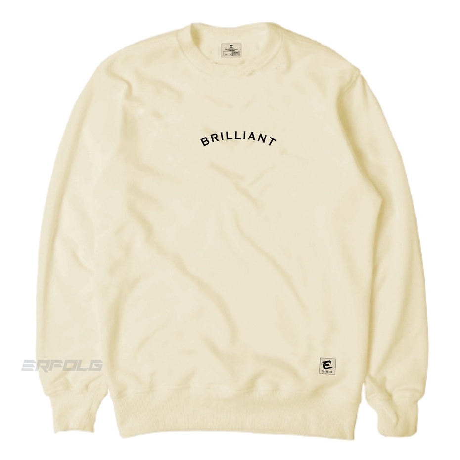 Sweater Oversize Pria Wanita Crewneck Basic Sablon Briliant Warna Hijau Army Light Cream Switer Oblong Unisex Suiter Cowok Cewek Keren Simple Premium Sweatshirt Bahan Fleece Tebal Original Erfolg Clothing