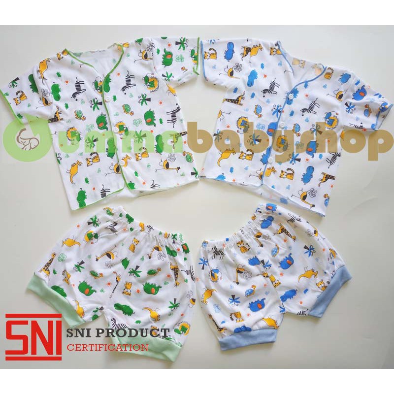 Perlengkapan Bayi Baru Lahir SQ Print SNI Setelan Bayi Baju Celana Pop Singlet Sarung Tangan Topi