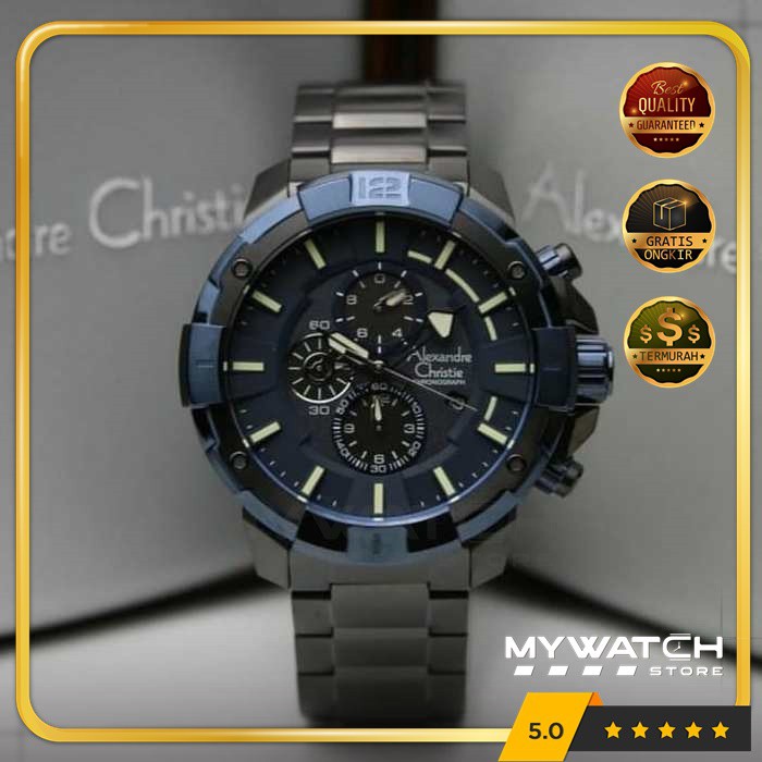 Jam Alexandre Christie Pria AC 6551 Black Blue Biru