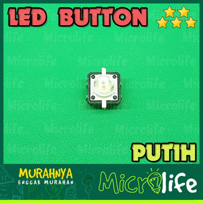 TOMBOL LED NYALA PUTIH 12x12x7.3MM