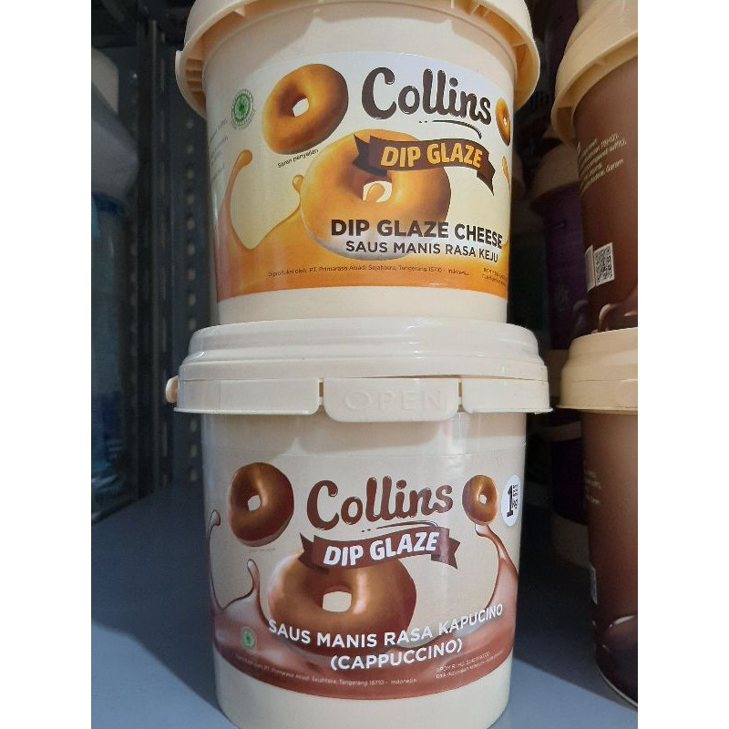 Collins Dip Glaze 1 kg Collins Choco Crunchy, Coklat Taro Green Tea Milk Strawberry Toping Donat Celup