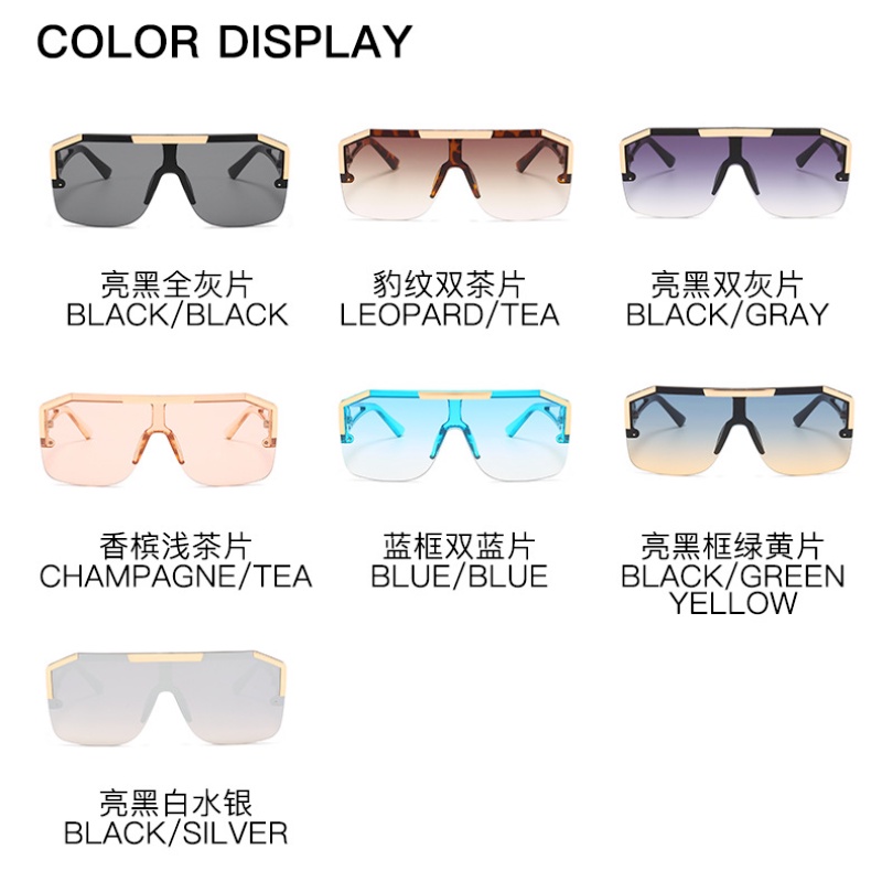 (YUZHU) COD New Fashion Lion Head One Piece Sunglasses Tren Eropa dan Amerika Kebesaran Bingkai Kepribadian Hollow Temple Sunglasses Wanita