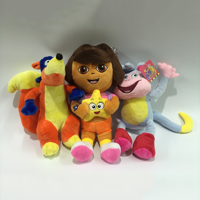 3pcs/lot 25cm love adventure of Dora monkey Boots Swiper plush Doll toy Dora monkey stuffed soft TV &amp; movies plush toy for kids