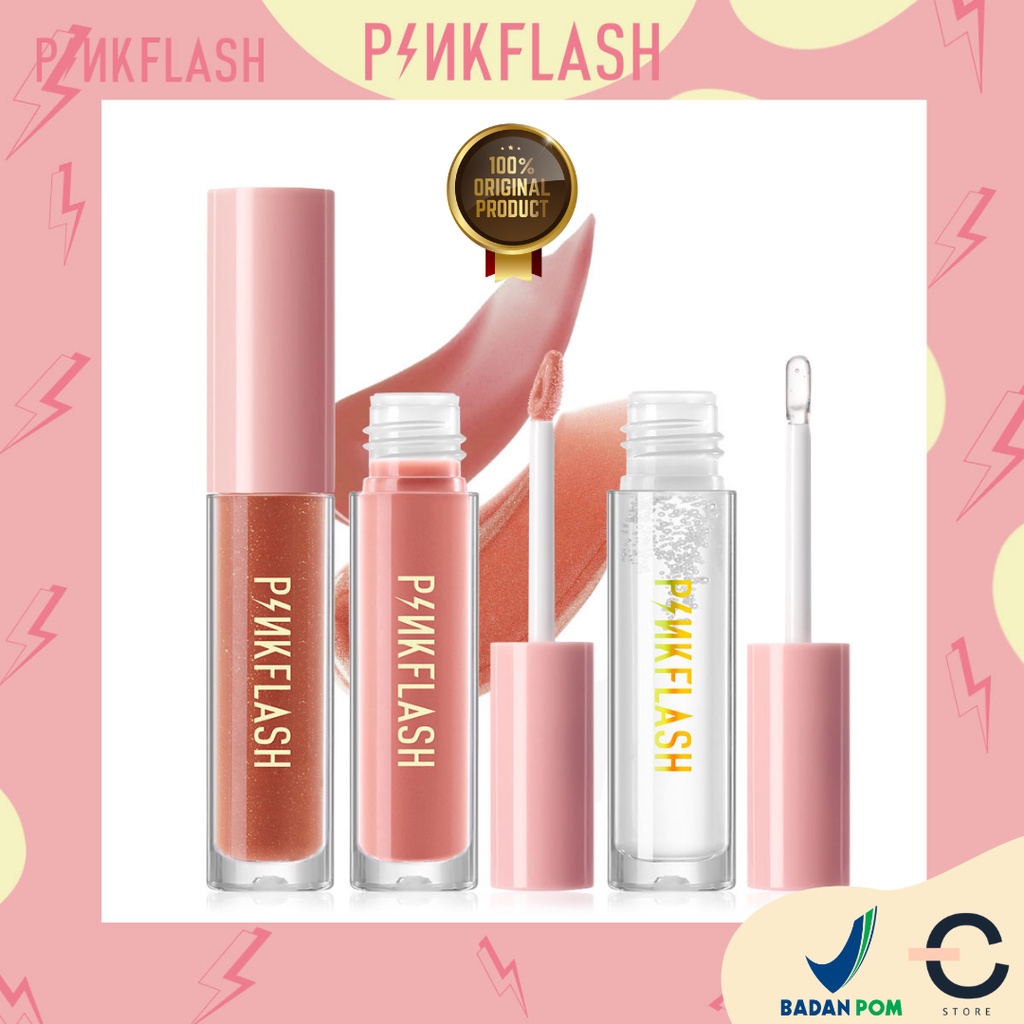 [ORI BPOM] PINKFLASH Lasting Glossy Lipgloss Untuk Perawatan Bibir Montok | Pinkflash Ohmygloss Moisturizing Shine and Shimmer Plumping Lip Gloss Lip Care Glasir Bibir | Pink Flash #PF-L02