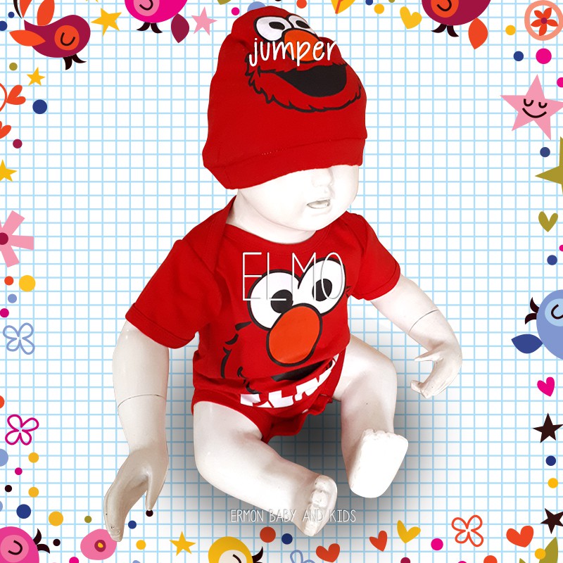 baju anak baju bayi jumper bayi karakter elmo lucu murah