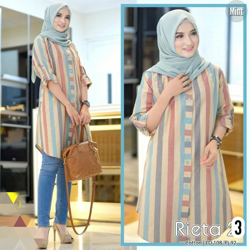 Tunik Katun Tunik Salur Trendy soft cotton/Bahan Adem/Tunik Salur/Tunik katun