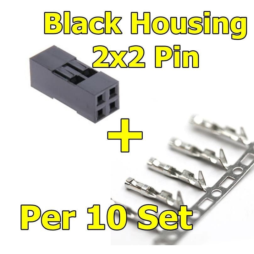 Black Housing Double Row Dupont 2x2 4Pin 4P Plus isi Female per 10 Set