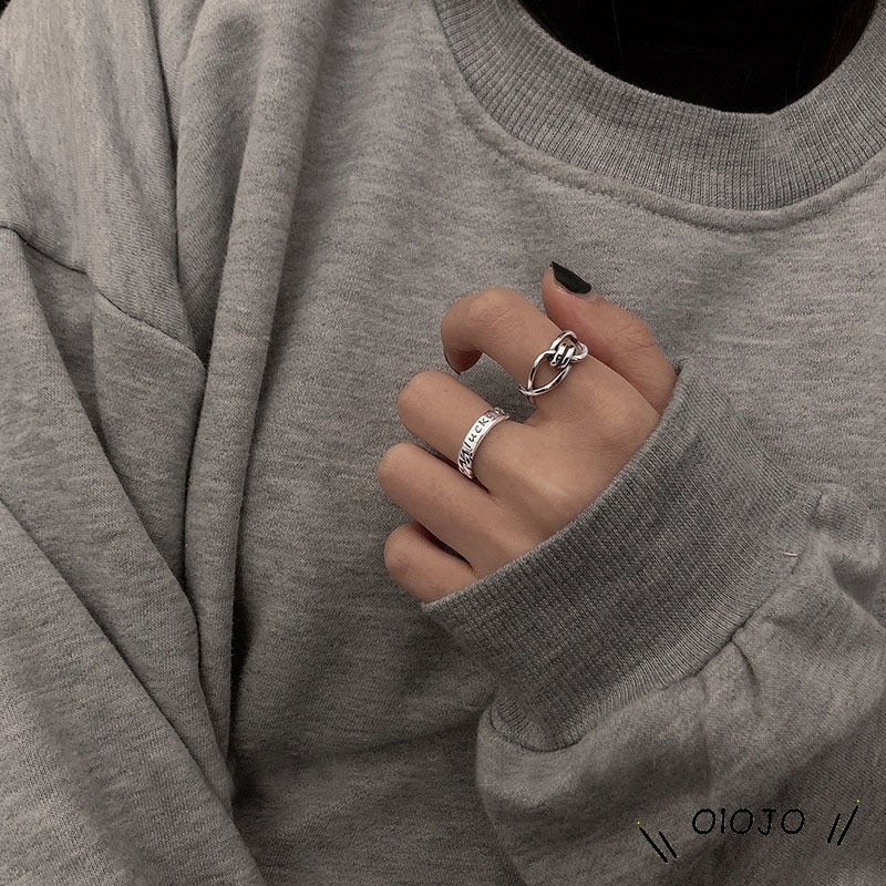 【COD】2Pcs Korea Fashion Terbuka Cincin Kepribadian Tren Indeks Cincin Gaya Punk Wanita Perhiasan Minoritas Minimalis Hadiah