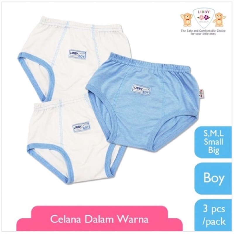 Celana dalam Libby boy 3pcs SNI size SML (warna random)