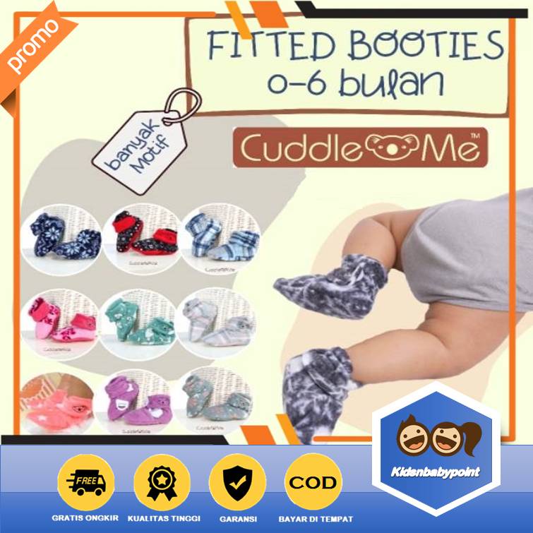 ( BISA COD ) Fitted booties Cuddle Me / kaos kaki newborn / sepatu prewalker cuddleme  fitted booties cuddle me perlengkapan travelling bayi kaos kaki sepatu lucu bayi/baby newborn anak laki laki perempuan sendal anti slip 0 - 12 bulan hampers motif