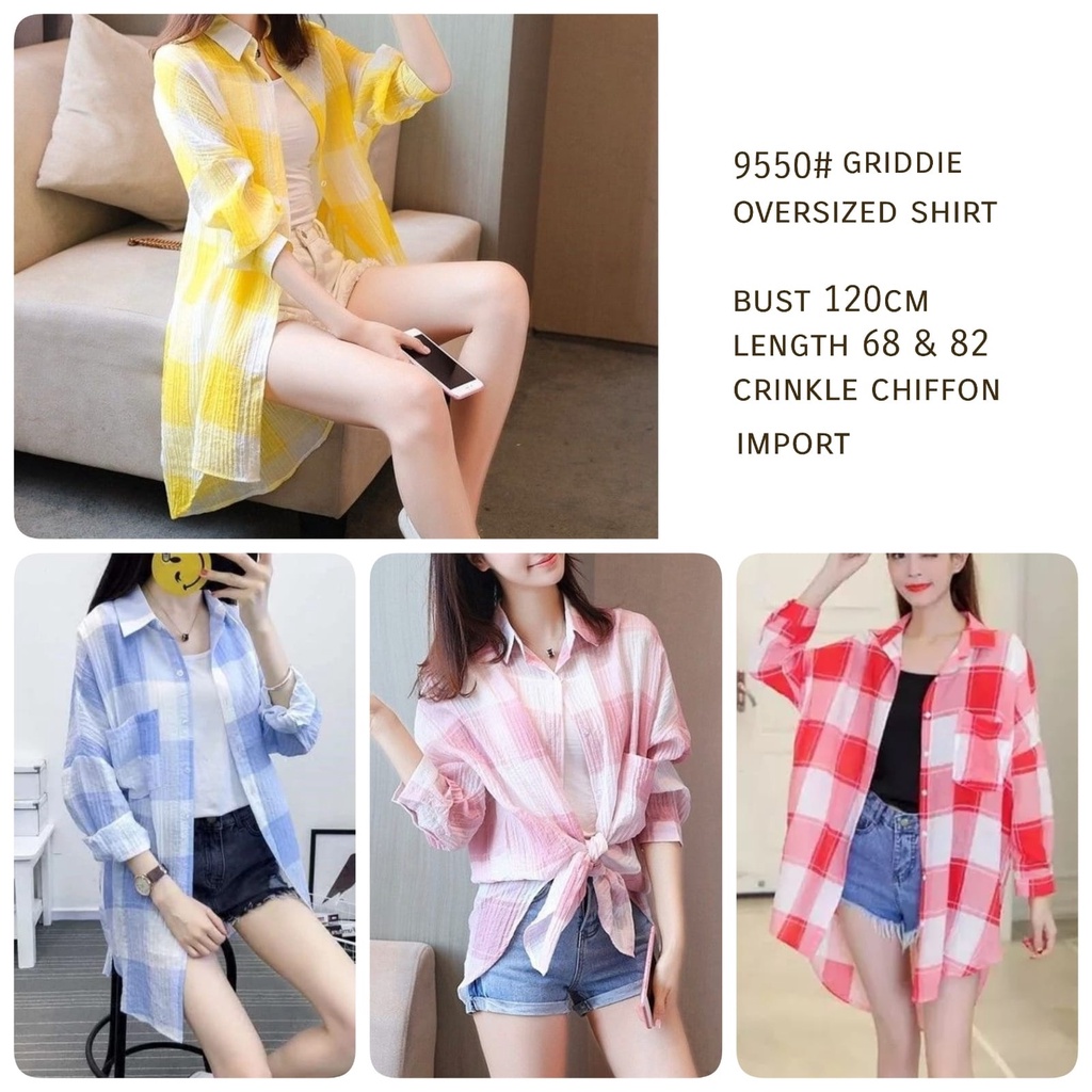 Go# 9550 Griddie Oversized Shirt / kemeja Wanita mewah 2022 Import / Kemeja Murah Import /Atasan Wan