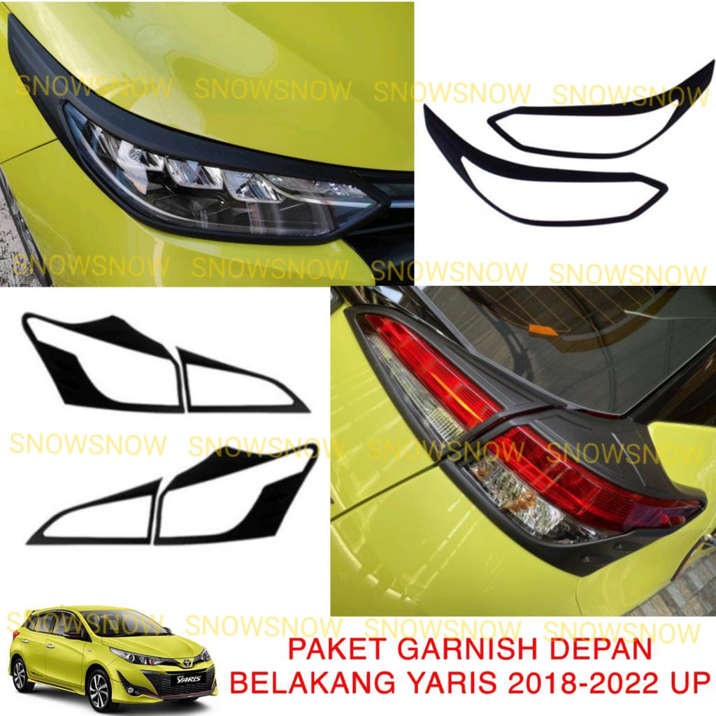 Paket garnish lampu depan belakang hitam dop all new yaris 2018 2019 2021 2022 2023