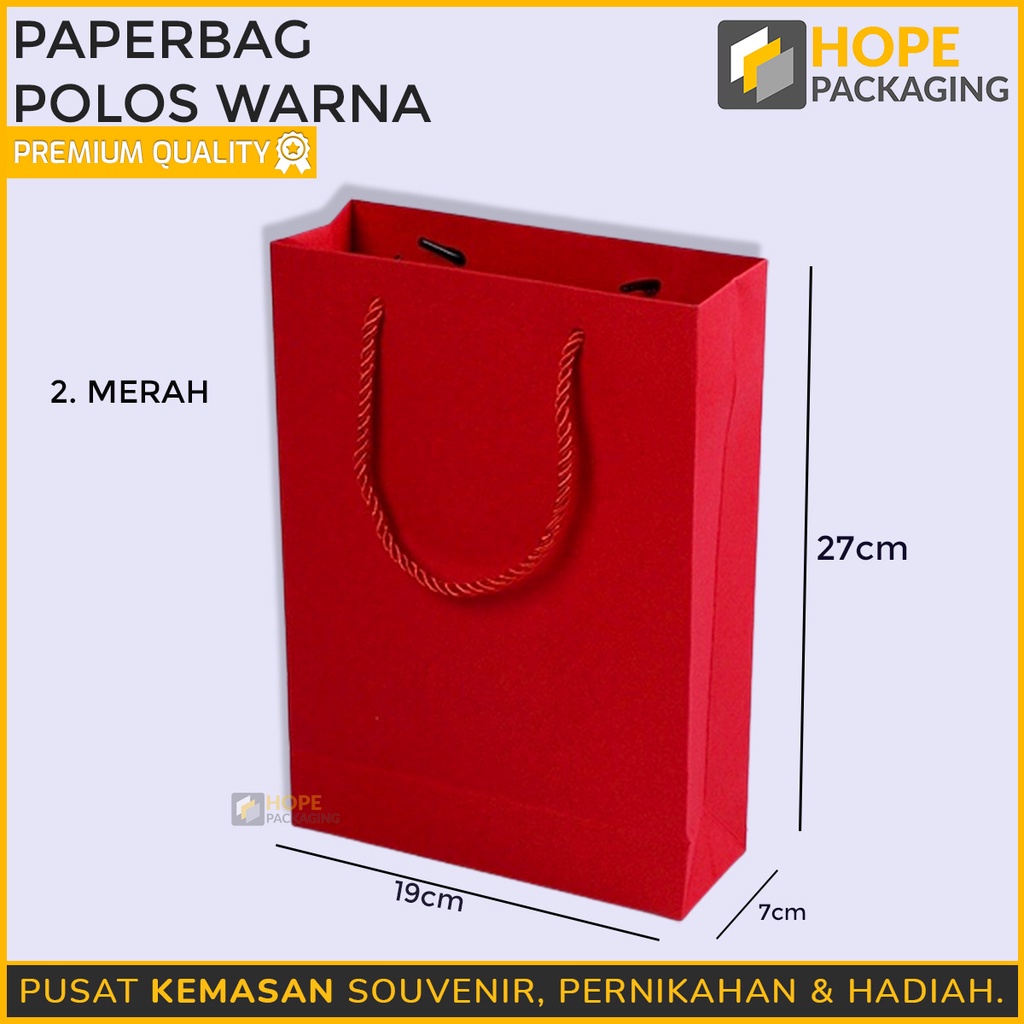 Paperbag polos  Packing Bingkisan Kue / Pakaian / paper bag import ukuran : 27 x 19 x 7cm