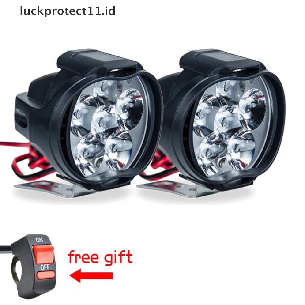 // Hg &amp; ID// 1pasang Senter Kepala Sepeda Motor Led Putih Super Terang 6LED Working Spot Light