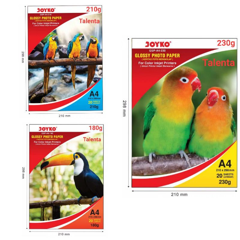 

Kertas Cetak Foto Glossy Photo Paper Joyko 180 - 210 - 230 Gsm 20 Lembar