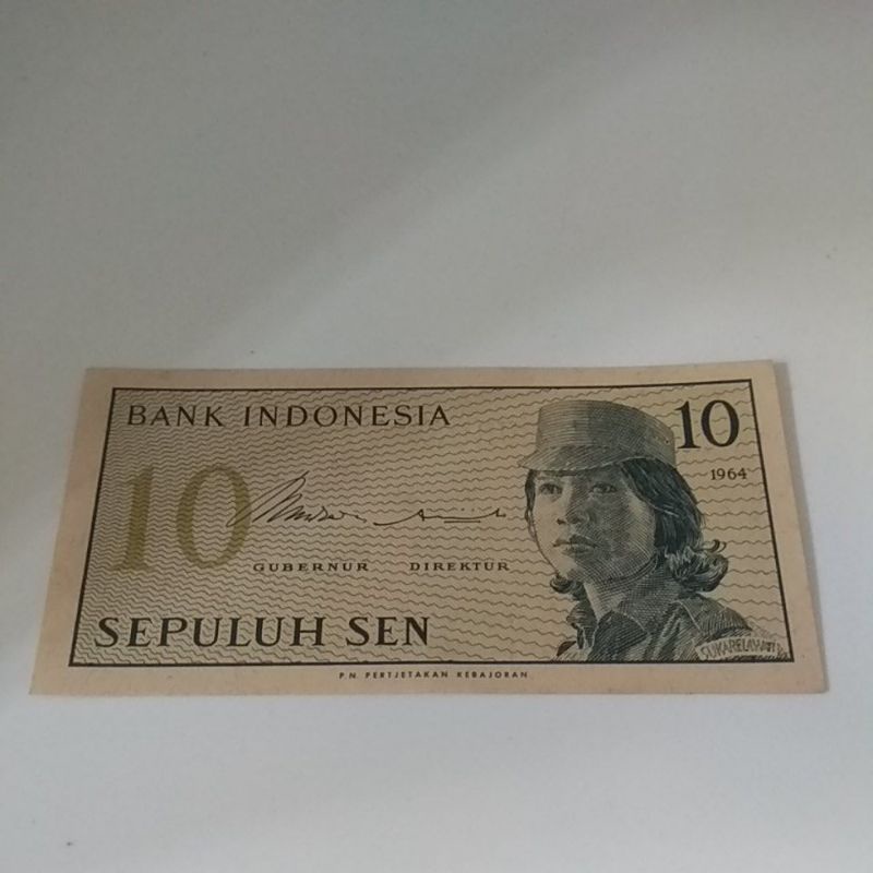 Uang Kertas Kuno 10 (sepuluh) Sen Tahun Emisi 1964