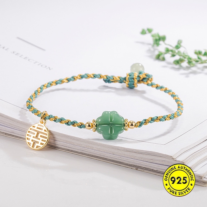 Gelang Giok Clover 18K Untuk Wanita