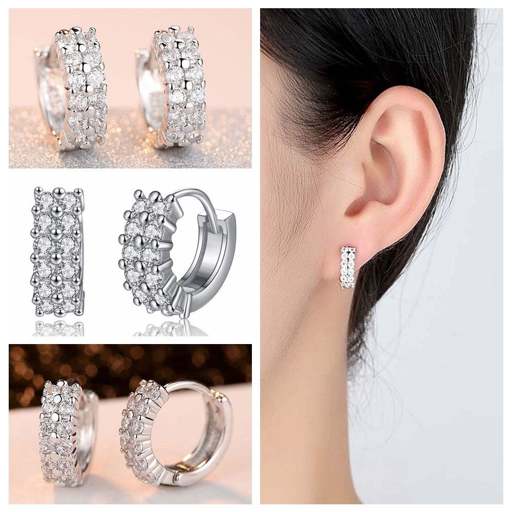 R-bunga Berlian Anting Perak Daith Keong Snug Hidung Cincin Cubic Zirconia Tubuh Perhiasan Huggie Hoop Earring Shiny Zircon Ear Buckle