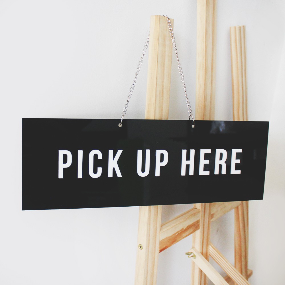 Jual Pick Up Here Signage | Sign Board Akrilik Timbul | Shopee Indonesia