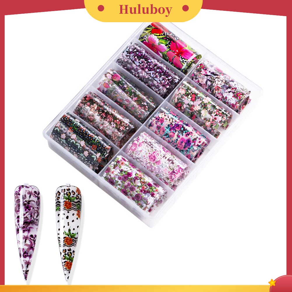 Huluboy Huluboy♡ 10 Roll Stiker Kertas Transfer Motif Bunga / Leopard Untuk Dekorasi