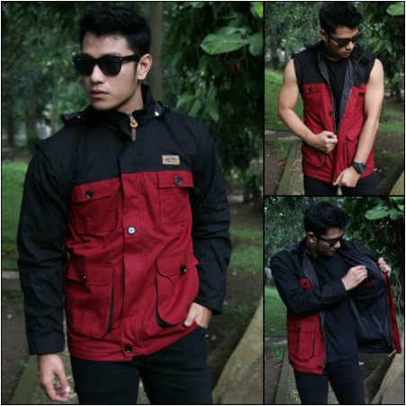 JAKET PARKA PRIA BISA DI JADIKAN ROMPI 2 in 1