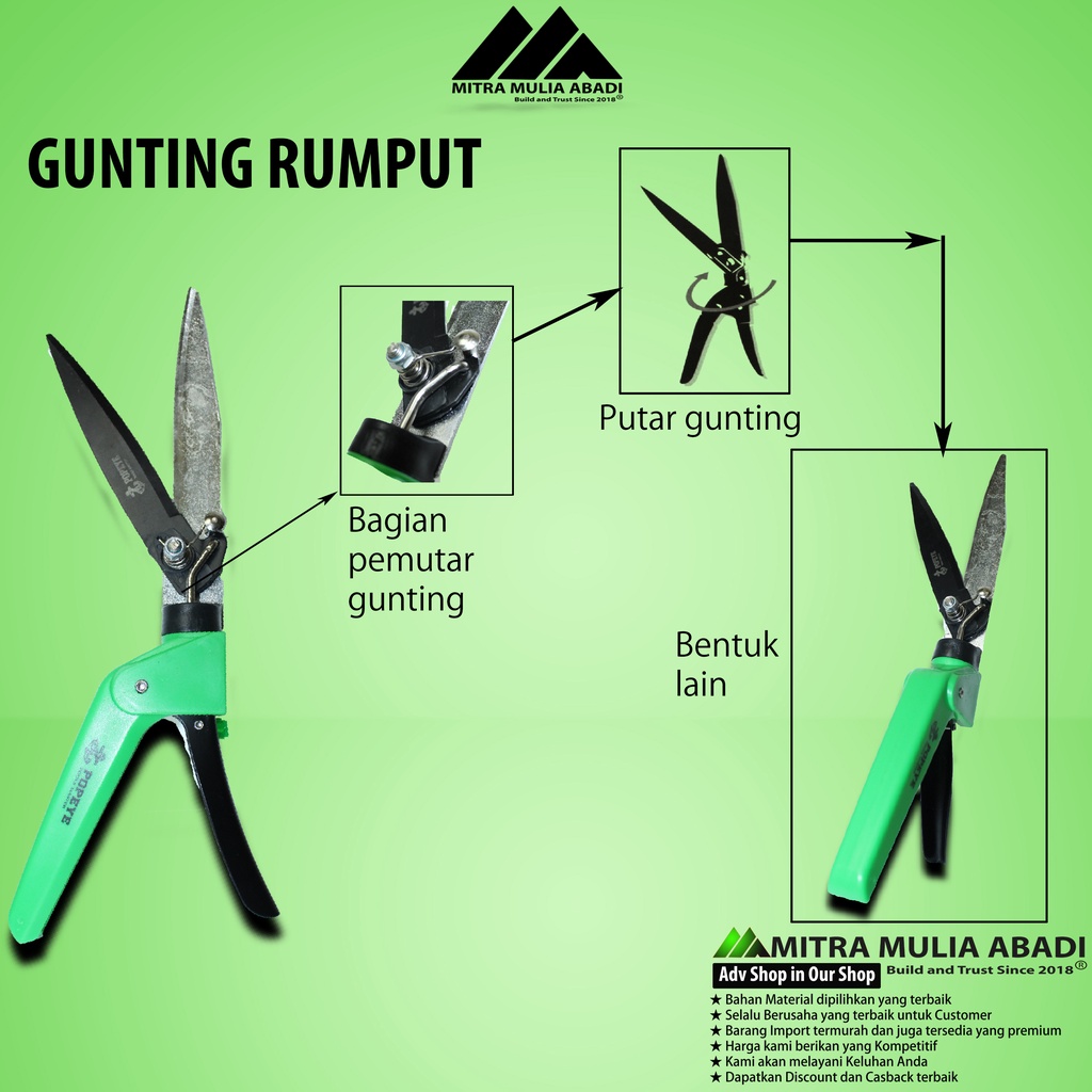 Gunting Rumput 3 Fungsi Posisi Gunting Taman Dahan