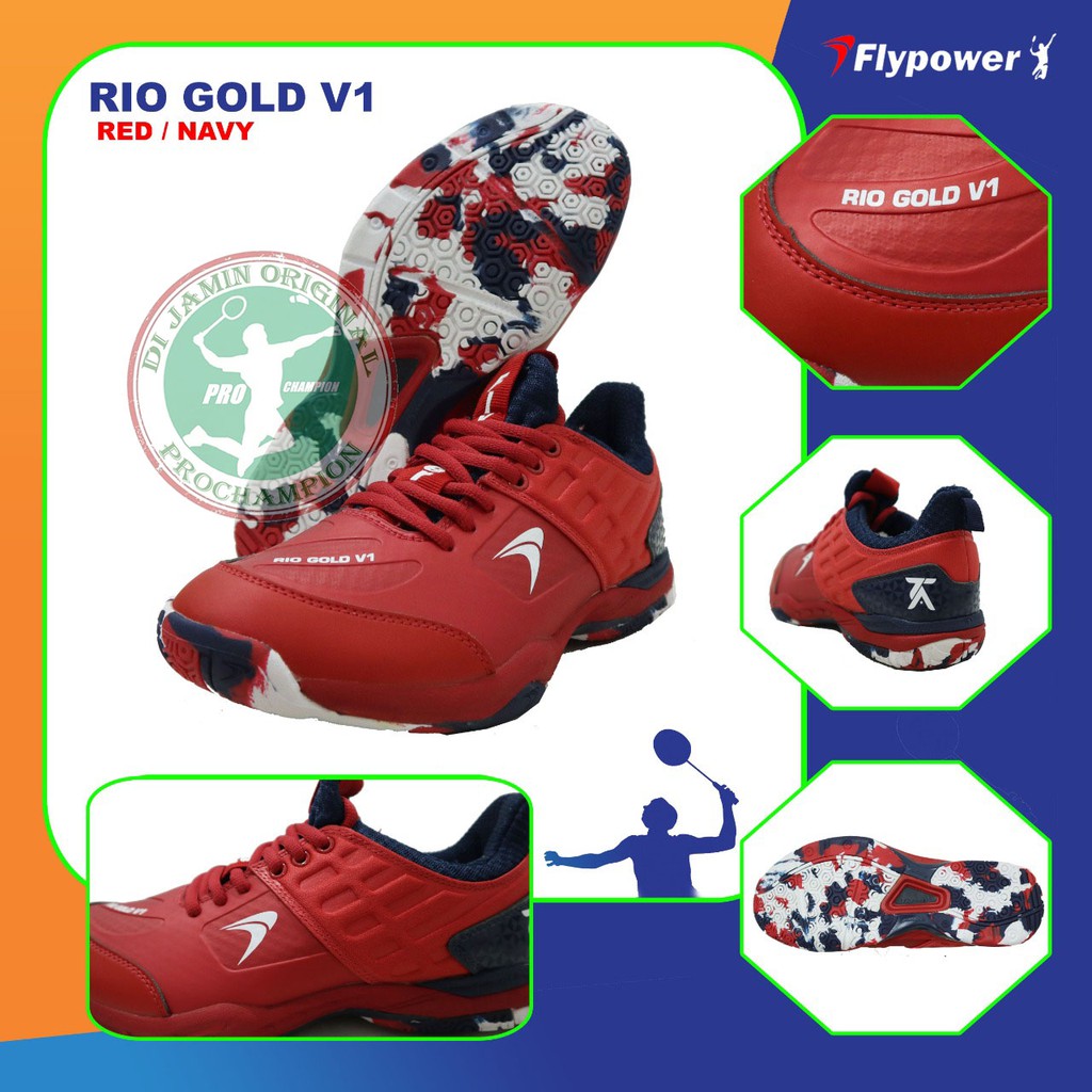 FLYPOWER RIO GOLD V1 SEPATU BADMINTON ORIGINAL