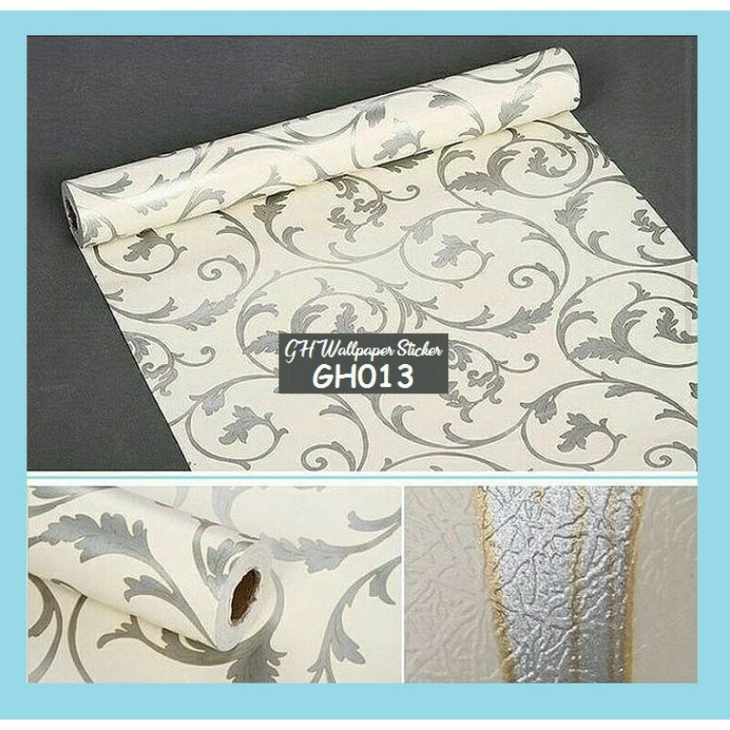 Wallpaper Sticker Motif Batik Ulir - 45 cm x 1 m - GH013 Cream