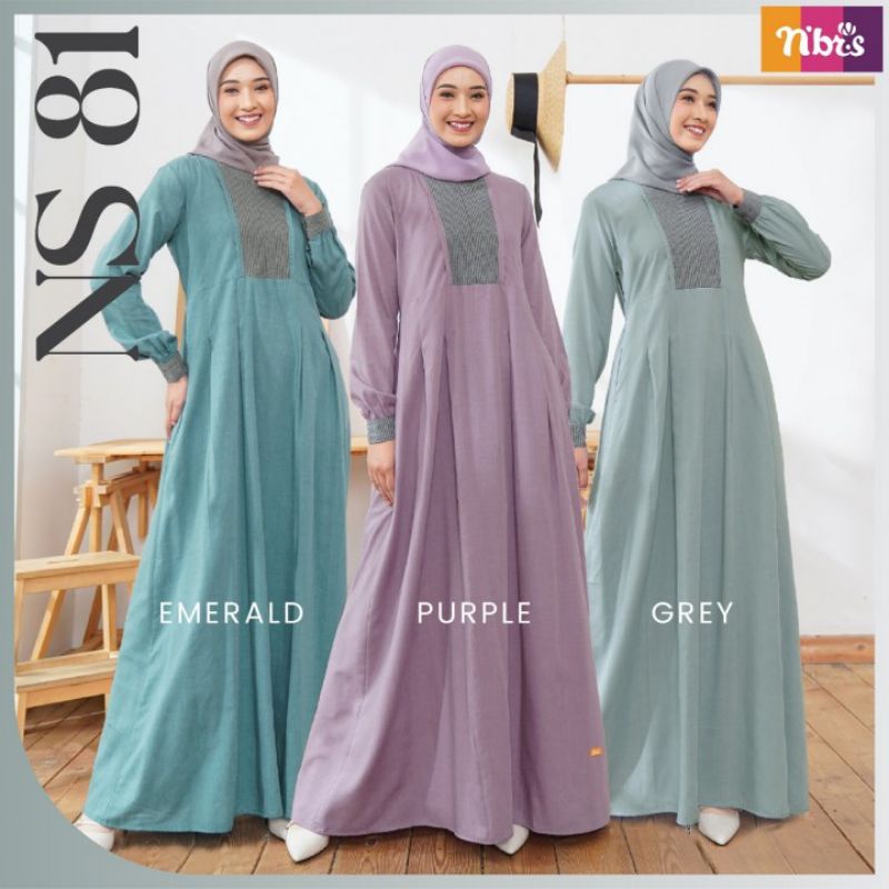 GAMIS DEWASA NIBRAS NS 081 EMERALD PURPLE GREY