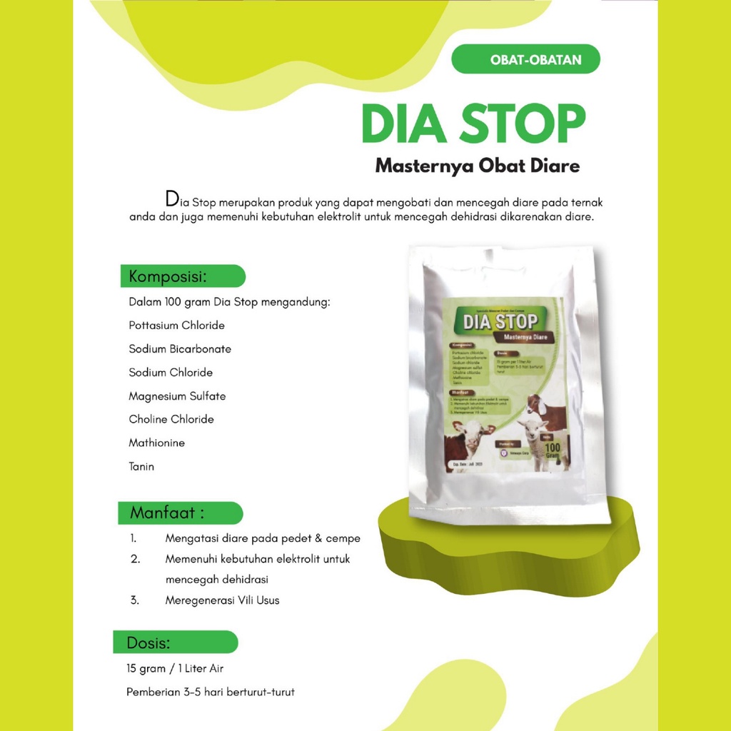 DIA STOP Ori | Obat Mencret kambing Cempe dan sapi Pedet kelinci | Obat diare Kambing dan obat diare Sapi ampuh | Apoternak