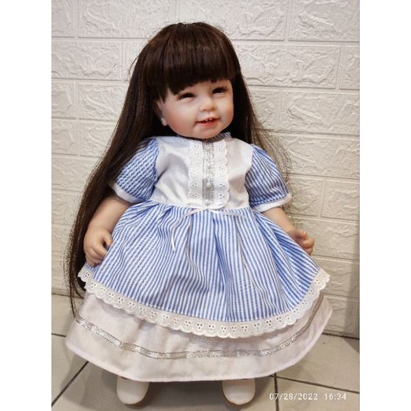 dress motif garis2 boneka reborn 22-24 inch (hanya baju)