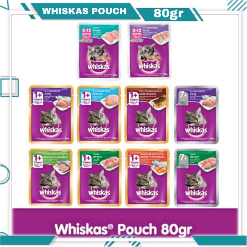 Whiskas Pouch 80gr All Varian Makanan Kucing Basah Whiskas Pouch 80gr