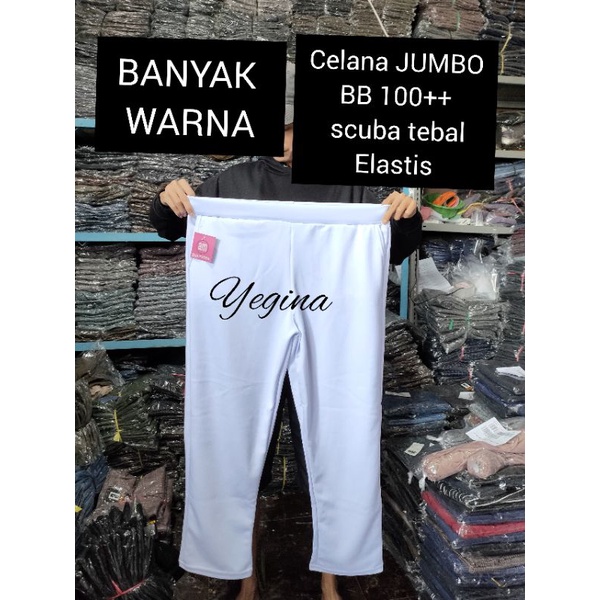 CELANA LUNA SCUBA PREMIUM EXTRA JUMBO MODEL POLOS/CELANA KERJA WANITA JUMBO PUTIH