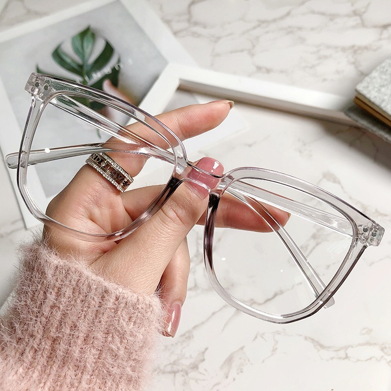 (YUZHU) COD Korea Fashion Style Oversized Square Clear Frame Kacamata Untuk Wanita Kacamata Anti Radiasi Wanita