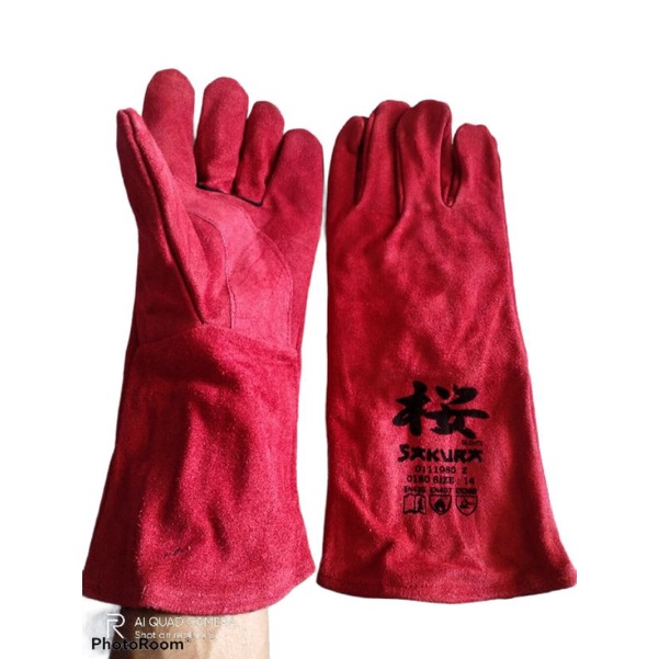 TERMURAH SARUNG TANGAN LAS SAKURA 14 INCH MERAH